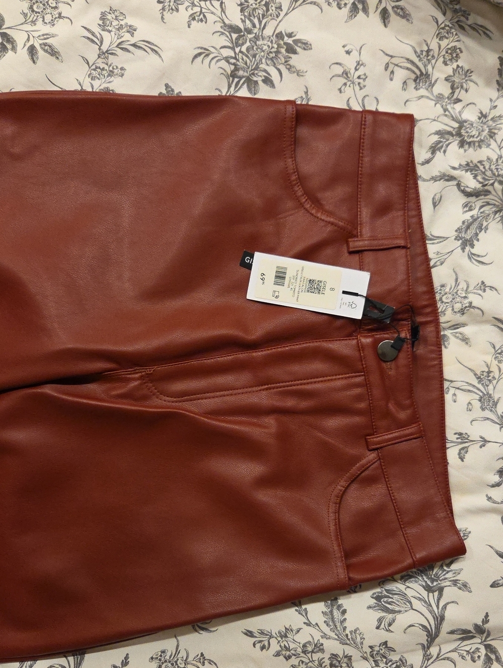 Dynamite Faux Leather High-Waist Pants - Rust Brown